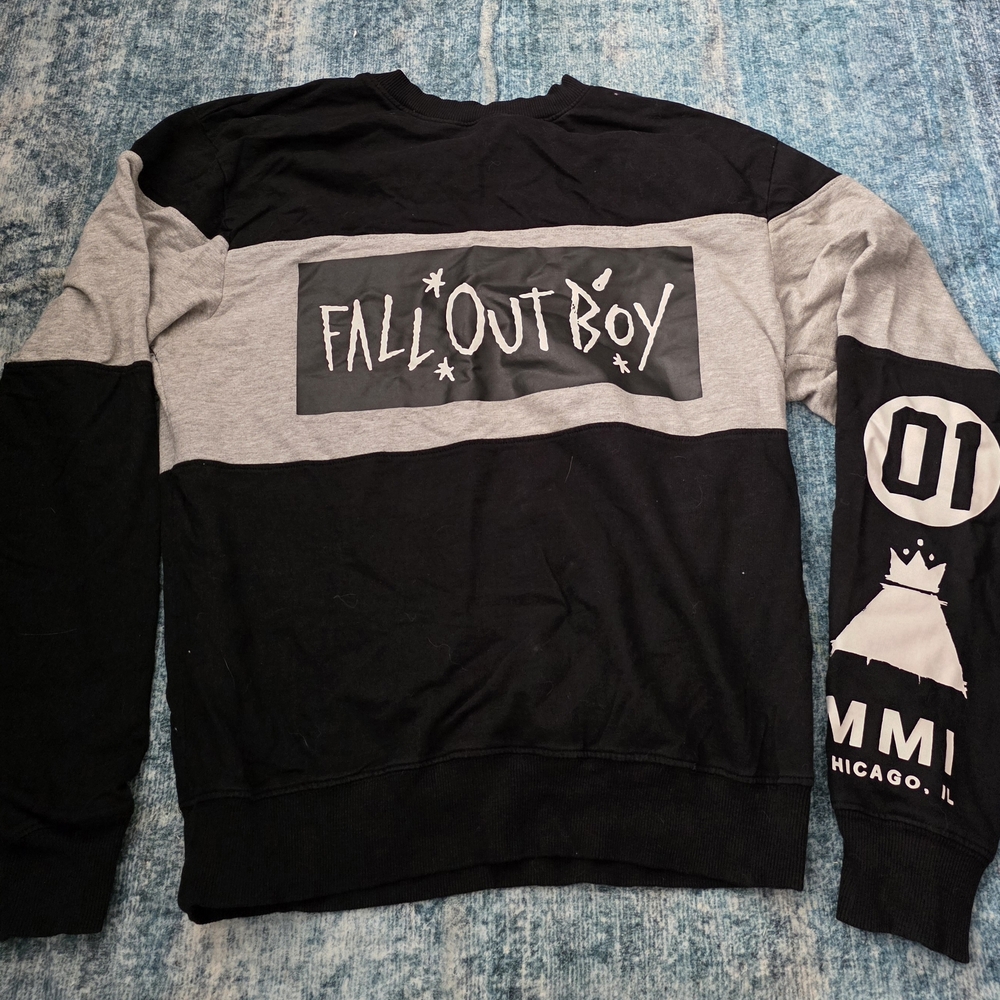 Fall Out Boy Black and Gray Crewneck Sweater